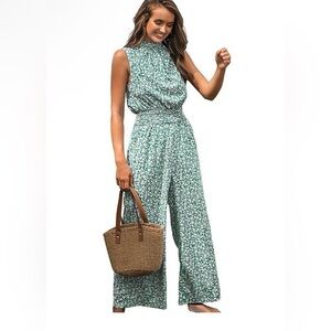 Cupshe Green Floral Jumpsuit